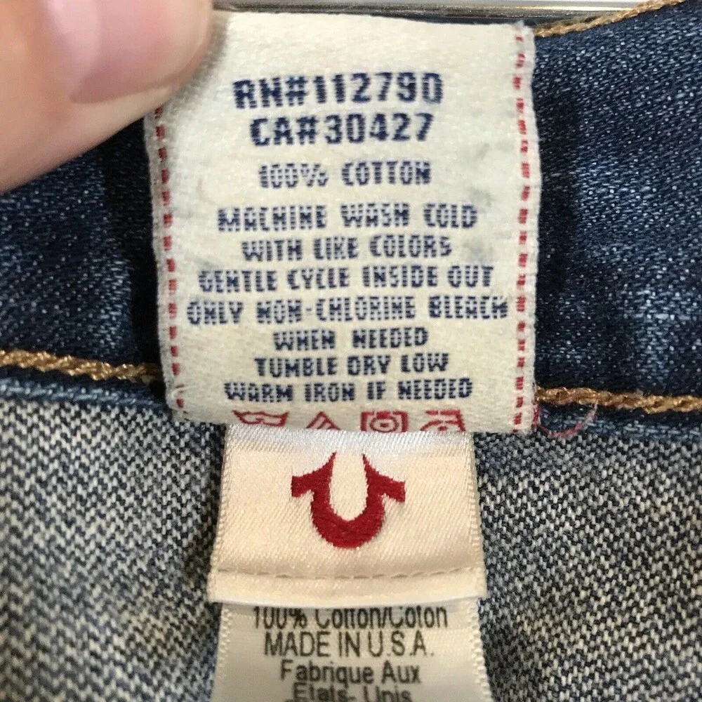 True Religion Ricky Bootcut Button Fly Flap Pockets Men's Size 31x34 Denim Jeans